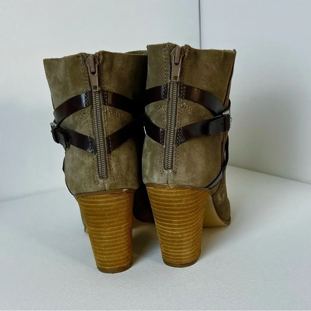 Carlos By Carlos Santana Miles Chunky Heel Leather Ankle Boots Size 10